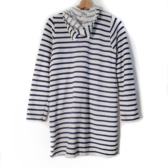 Lands' End | Zip Front Hooded Speckled Striped Cozy Swim Coverup w/ Heart Pocket - Picture 2 of 10
